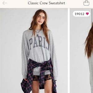 Free People Paris Classic Crew Sweatshirt; distressed style; gently used